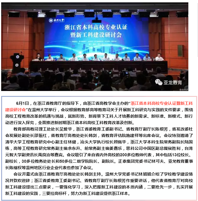 “浙江省本科高校專業(yè)認證暨新工科建設研討會”在溫州大學舉行！