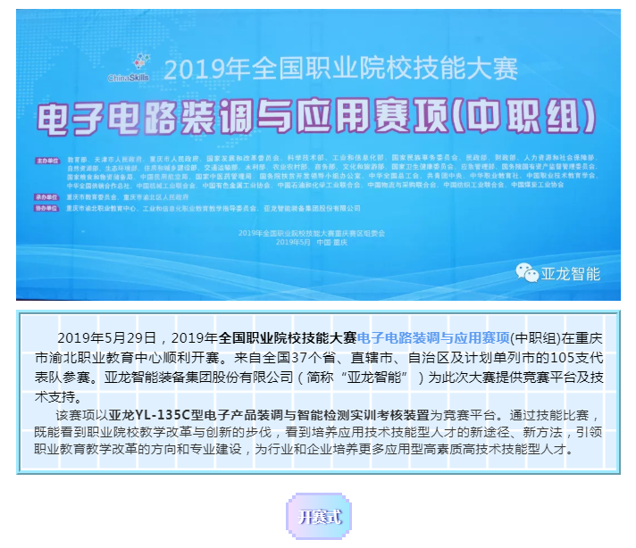 2019年全國職業院校技能大賽電子電路裝調與應用賽項(中職組)圓滿閉賽